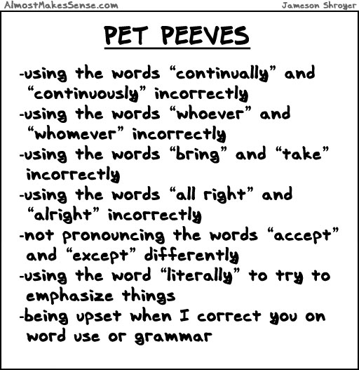 Pet Peeves Words